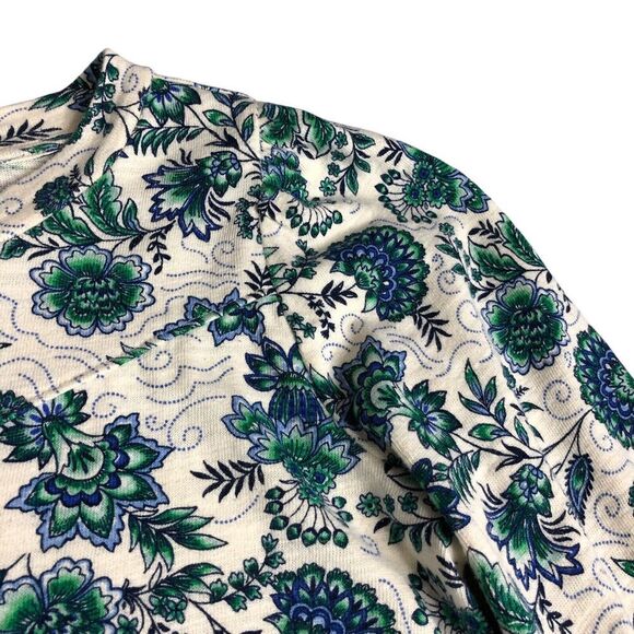 LOFT Sweater Top Womens M Floral Garden Puff Sleeve Lightweight Cottagecore Boho - Picture 6 of 14